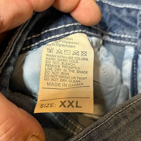 Vintage y2k Low Waist Bootcut Jeans.Cross Print Straight Leg Denim jeans - Picture 6 of 12